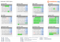 Kalender 2025 mit Ferien und Feiertagen Iglau