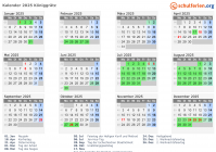 Kalender 2025 mit Ferien und Feiertagen Königgrätz