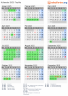 Kalender 2025 mit Ferien und Feiertagen Teplitz