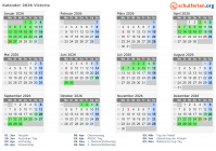 Kalender 2026 mit Ferien und Feiertagen Victoria