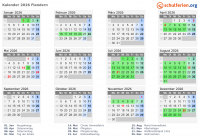 Kalender 2026 mit Ferien und Feiertagen Flandern