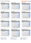 Kalender 2026 mit Ferien und Feiertagen Belgien