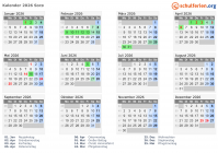 Kalender 2026 mit Ferien und Feiertagen Sorø