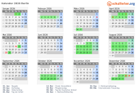 Kalender 2026 mit Ferien und Feiertagen Berlin