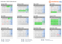 Kalender 2026 mit Ferien und Feiertagen Südholland