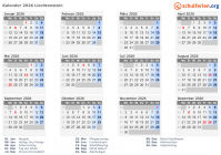 Kalender 2026 mit Ferien und Feiertagen Liechtenstein