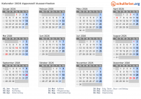 Kalender 2026 mit Ferien und Feiertagen Appenzell Ausserrhoden