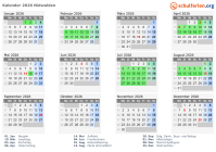 Kalender 2026 mit Ferien und Feiertagen Nidwalden
