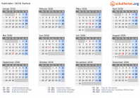 Kalender 2026 mit Ferien und Feiertagen Sudan