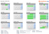 Kalender 2026 mit Ferien und Feiertagen Zlin