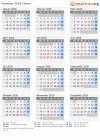 Kalender 2026 mit Ferien und Feiertagen Türkei