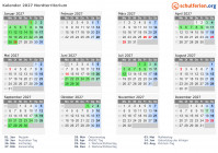 Kalender 2027 mit Ferien und Feiertagen Nordterritorium