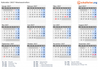 Kalender 2027 mit Ferien und Feiertagen Westaustralien