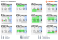 Kalender 2027 mit Ferien und Feiertagen Brandenburg