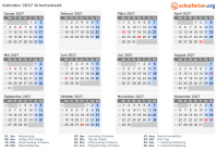 Kalender 2027 mit Ferien und Feiertagen Griechenland