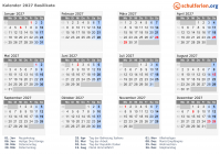 Kalender 2027 mit Ferien und Feiertagen Basilikata