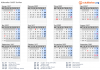 Kalender 2027 mit Ferien und Feiertagen Italien