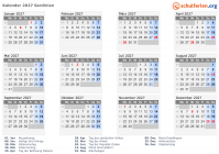 Kalender 2027 mit Ferien und Feiertagen Sardinien