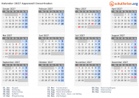 Kalender 2027 mit Ferien und Feiertagen Appenzell Innerrhoden