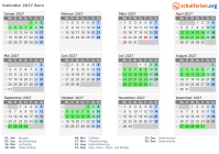 Kalender 2027 mit Ferien und Feiertagen Bern