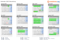 Kalender 2027 mit Ferien und Feiertagen Neuenburg
