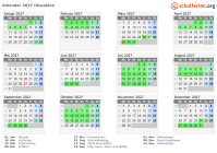 Kalender 2027 mit Ferien und Feiertagen Obwalden