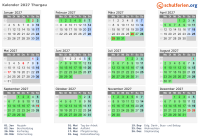Kalender 2027 mit Ferien und Feiertagen Thurgau