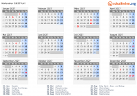 Kalender 2027 mit Ferien und Feiertagen Uri