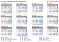 Kalender 2028 mit Ferien und Feiertagen Amerikanische Jungferninseln