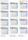 Kalender 2028 mit Ferien und Feiertagen Belize