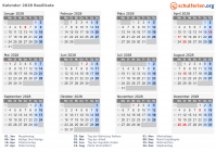 Kalender 2028 mit Ferien und Feiertagen Basilikata
