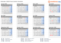 Kalender 2028 mit Ferien und Feiertagen Friaul-Julisch Venetien