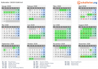Kalender 2028 mit Ferien und Feiertagen Südtirol