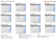 Kalender 2028 mit Ferien und Feiertagen Kasachstan