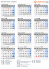 Kalender 2028 mit Ferien und Feiertagen Kroatien