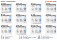 Kalender 2028 mit Ferien und Feiertagen Nordmazedonien