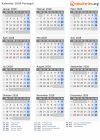Kalender 2028 mit Ferien und Feiertagen Portugal
