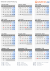 Kalender 2028 mit Ferien und Feiertagen Freiburg