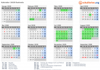 Kalender 2028 mit Ferien und Feiertagen Budweis