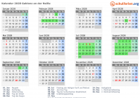 Kalender 2028 mit Ferien und Feiertagen Gablonz an der Neiße
