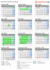 Kalender 2028 mit Ferien und Feiertagen Prag-West