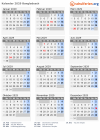 Kalender 2029 mit Ferien und Feiertagen Bangladesch