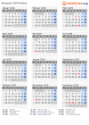 Kalender 2029 mit Ferien und Feiertagen Belize