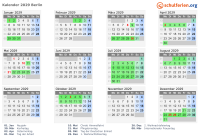Kalender 2029 mit Ferien und Feiertagen Berlin