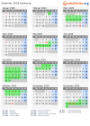 Kalender 2029 mit Ferien und Feiertagen Hamburg