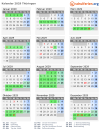Kalender 2029 mit Ferien und Feiertagen Thüringen