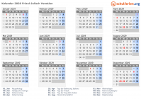 Kalender 2029 mit Ferien und Feiertagen Friaul-Julisch Venetien