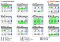 Kalender 2029 mit Ferien und Feiertagen Südtirol