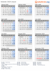 Kalender 2029 mit Ferien und Feiertagen Litauen