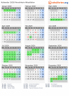 Kalender 2029 mit Ferien und Feiertagen Nordrhein-Westfalen